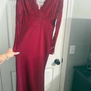 Windsor Burgundy Lace Long Sleeve Dress